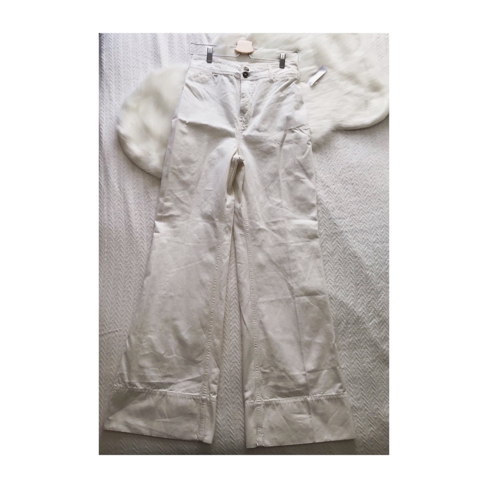 Free People High Waisted Wide Leg Thick Hem Pants